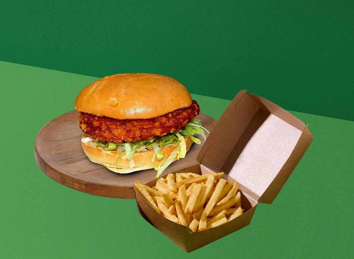 Crispy Chicken Burger Jr and French Fries